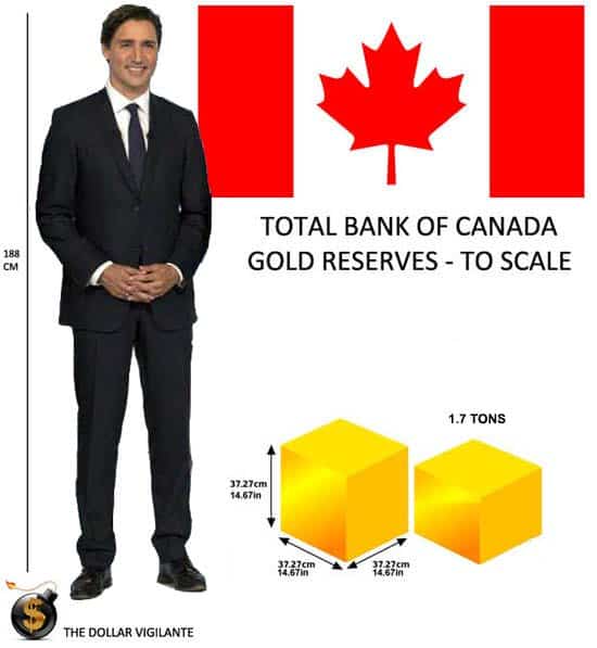 Total Bank of Canada Gold Reserves to Scale 2016 - Justin Trudeau - The Dollar Vigilante