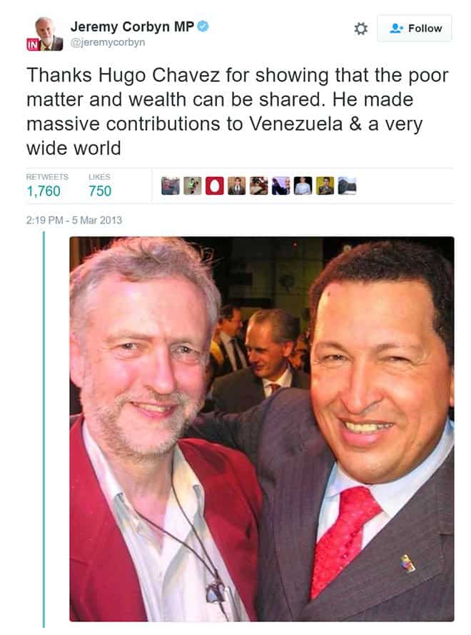 Jeremy Corbyn Chavez Venezuela Tweet - The Dollar Vigilante